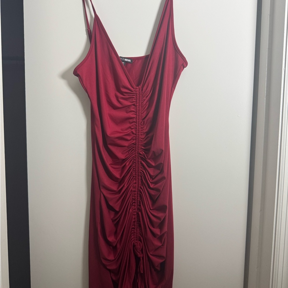 Elegant Red Ruched Dress